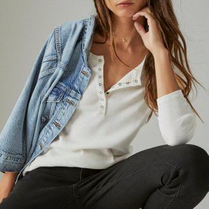 Long Sleeve Ribbed Snap Henley